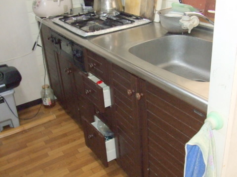 職人技で実現！システムキッチンの扉と引出しの下に食洗機をビルトイン